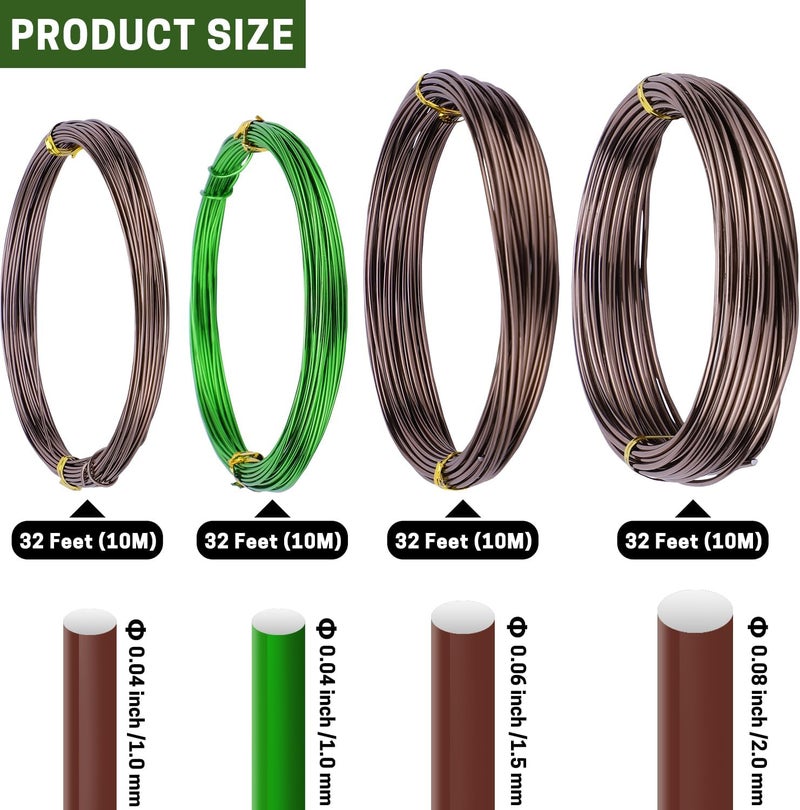 ZELARMAN Bonsai Training Wire Set of 4 - Total 128 Feet (32 Feet Each Size) 3 Size - 1.0MM, 1.5MM, 2.0MM - Corrosion and Rust Resistant - Image 2